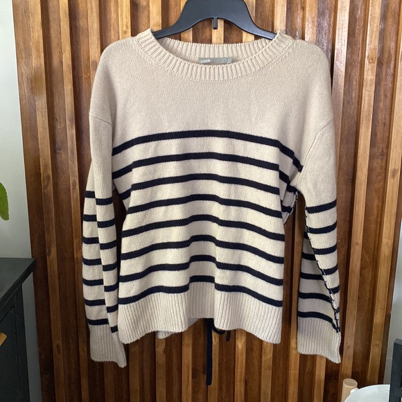 Vince 100% Cashmere Stripe Boxy Crew Sweater. Size S - Picture 2 of 11